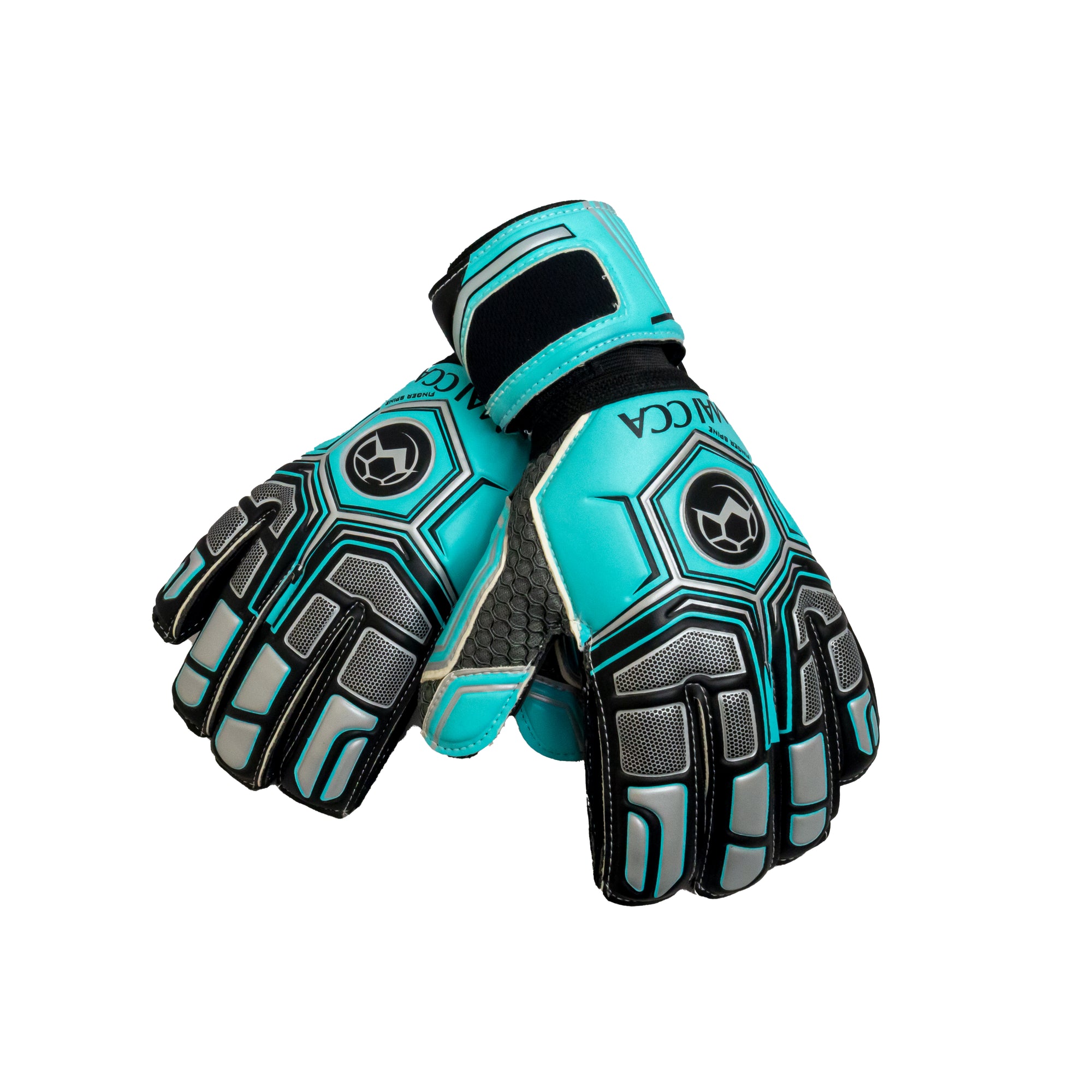 Finger Spine Goalkeeper Gloves Teal/Silver
