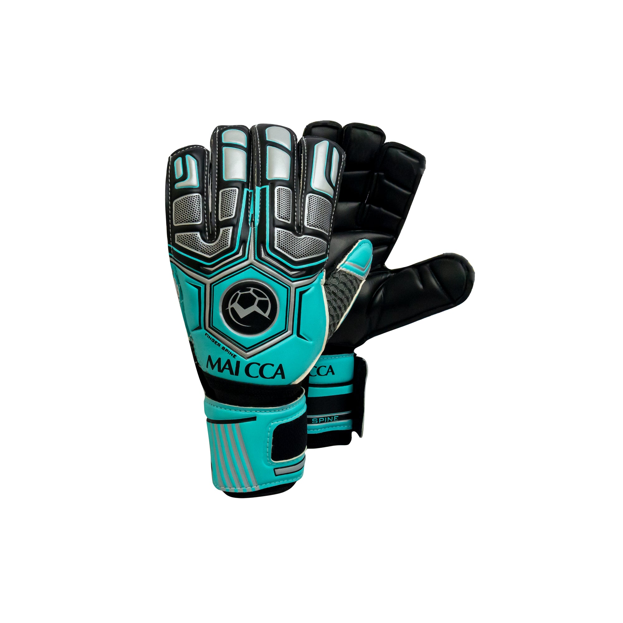 Finger Spine Goalkeeper Gloves Teal/Silver